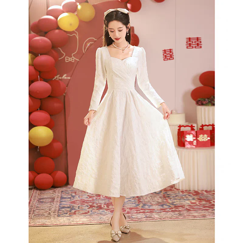 White High-End Luxury Banquet Wedding Gown | Ready-to-Wear - Image 7