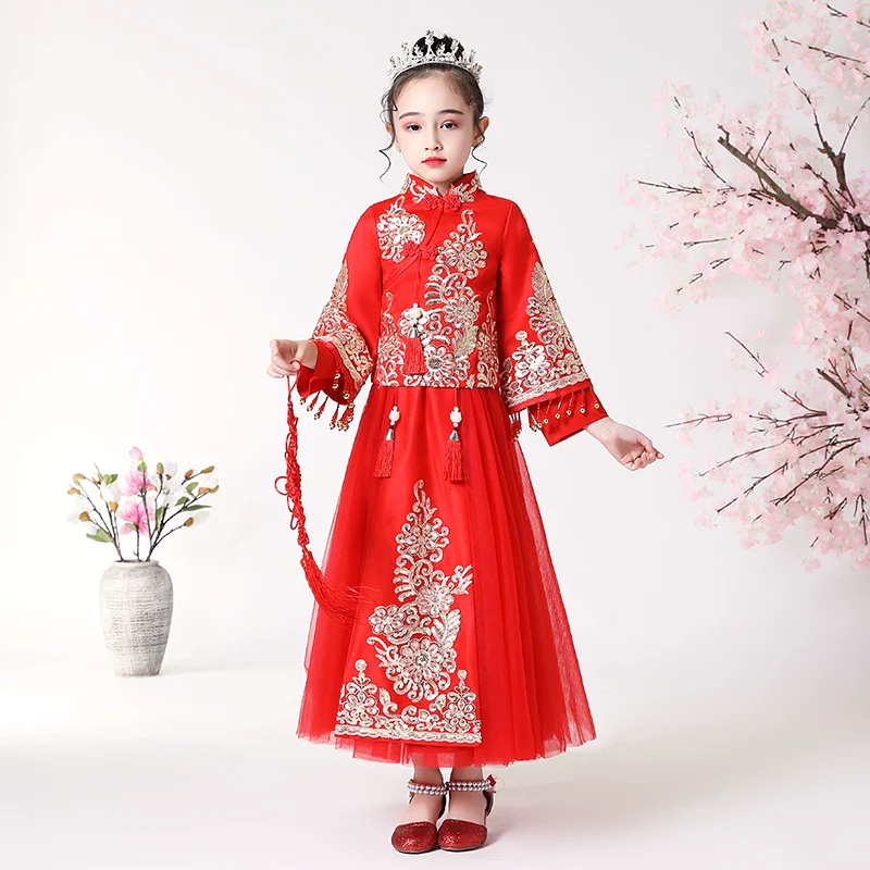 Elegant Hanfu Dress Set: Long-Sleeve Cheongsam Skirt for Teenagers - Image 7