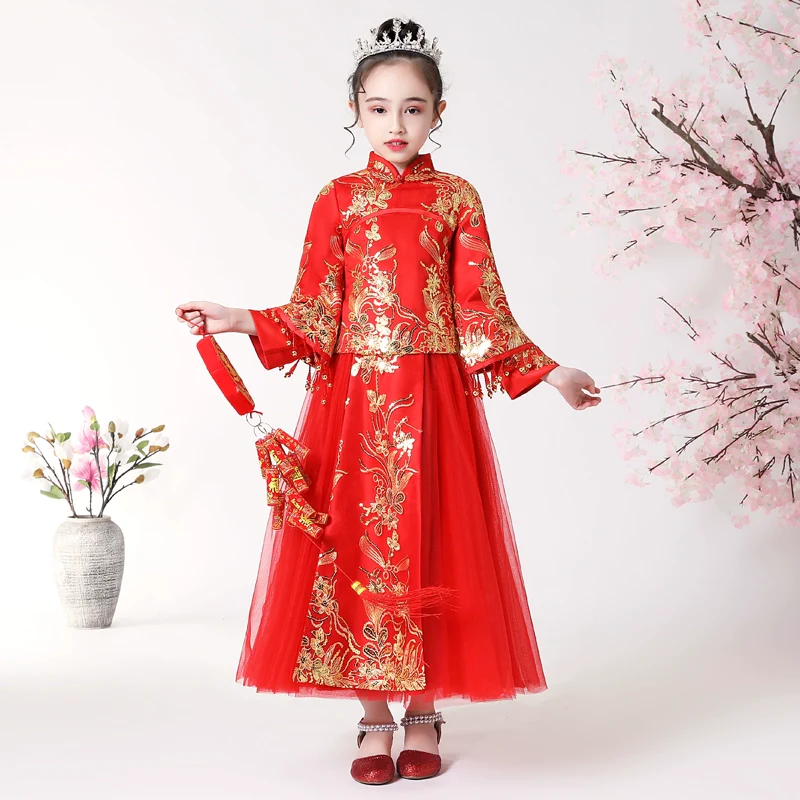 Elegant Hanfu Dress Set: Long-Sleeve Cheongsam Skirt for Teenagers - Image 8