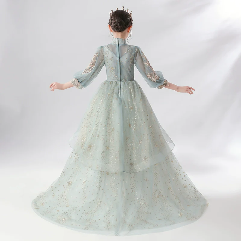 Elegant Extra-Long Flower Girl Dress for Weddings and Performances - Image 5