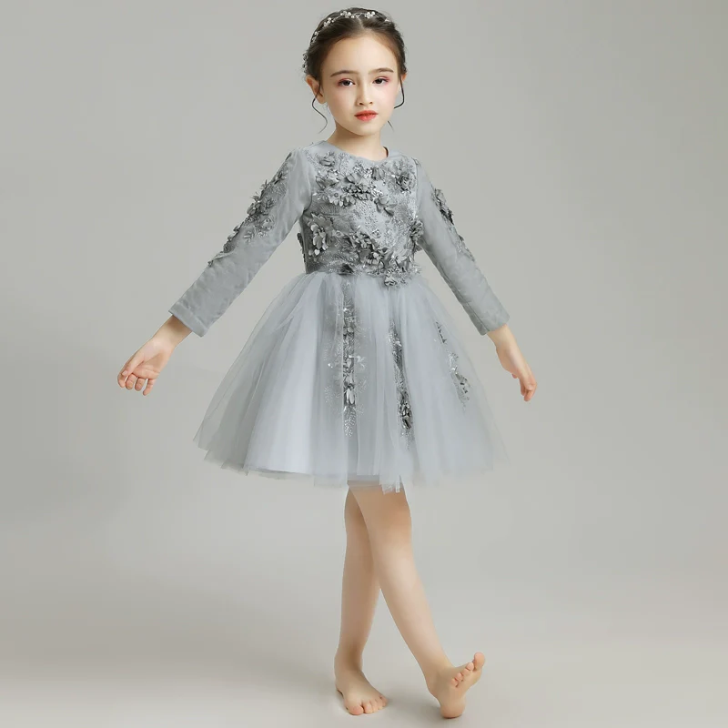 Elegant Flower Girl Dress: Fleece Lined Winter Princess Wedding Costume