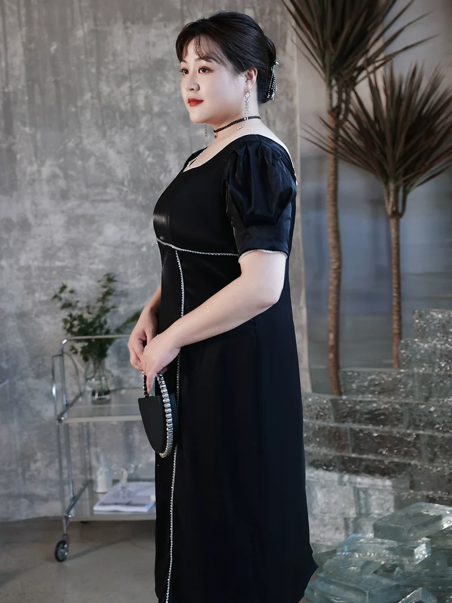 Elegant French Square Neckline A-Line Dress - Image 4