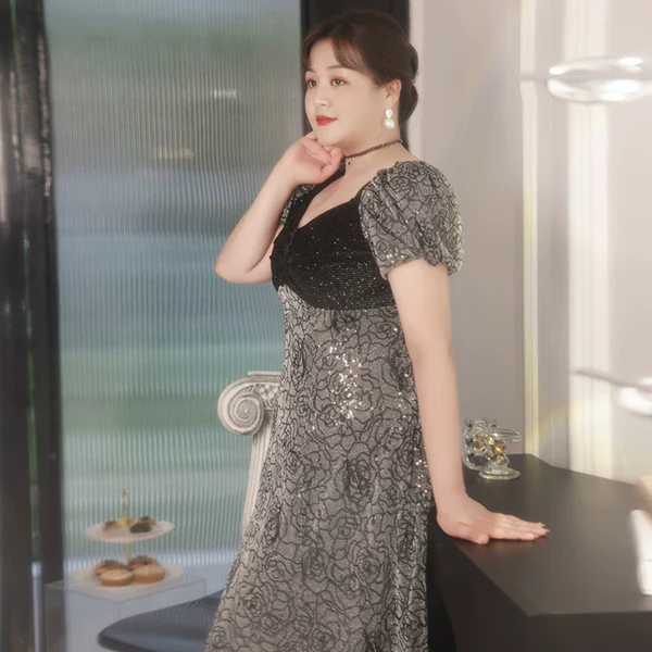 Elegant French Winter Evening Dress Plus Size - Image 3