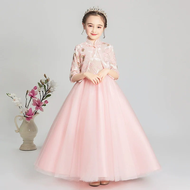 Elegant Girls' Cheongsam Princess Dress for Weddings and Formal Occasions - Image 6