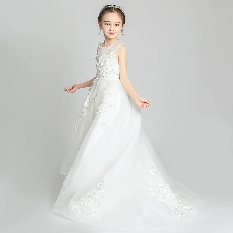 Elegant Girl's Evening Dress Piano Performance Costume Flower Girl Gown - Image 4