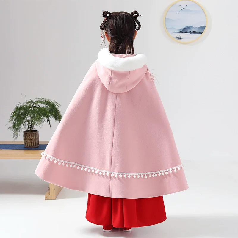 Elegant Kids' Hanfu Windproof Trench Coat - Demi-Season Jacket with Straps - Image 5