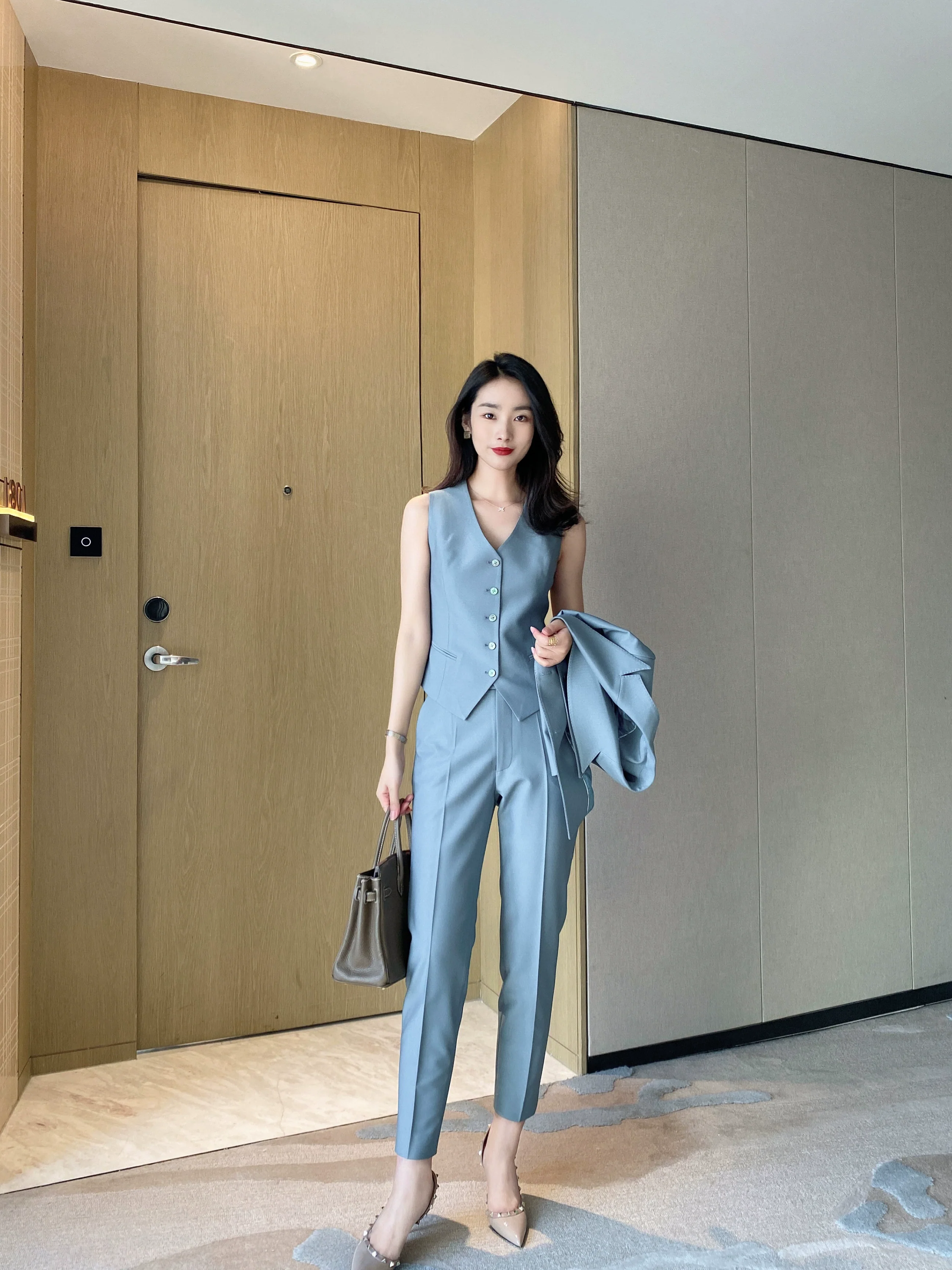 Elegant Korean-Style Spring Autumn Women's 3-Piece Suit Set - Image 4