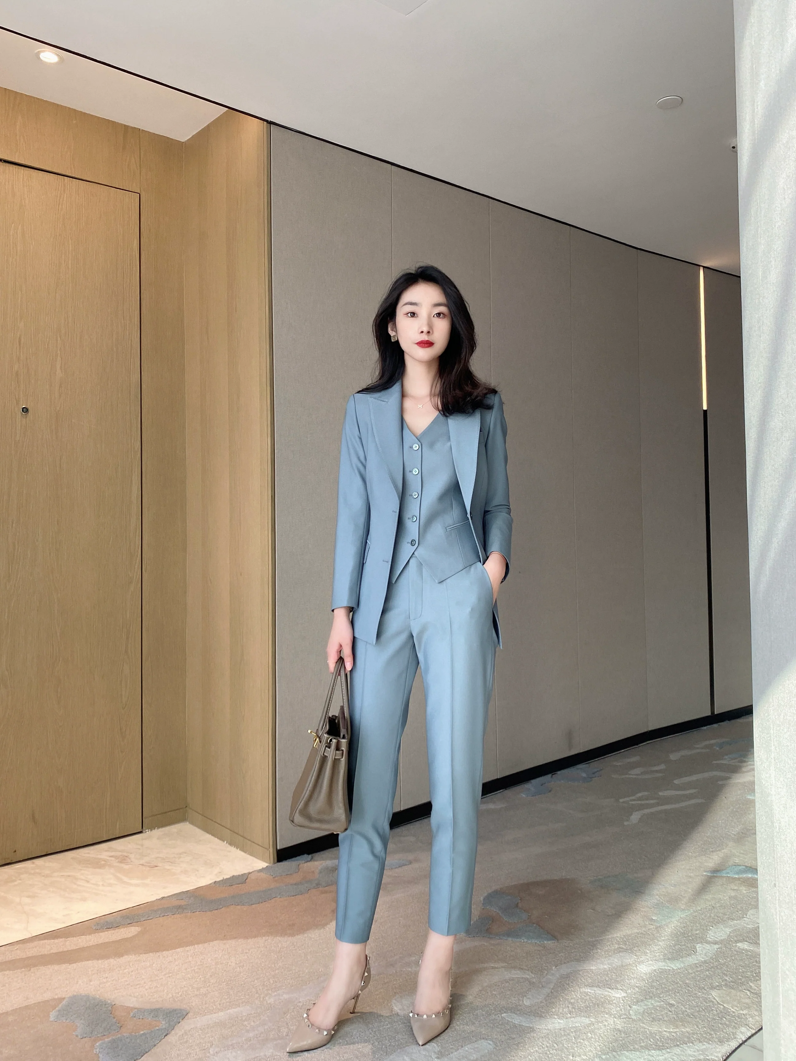 Elegant Korean-Style Spring Autumn Women's 3-Piece Suit Set - Image 5