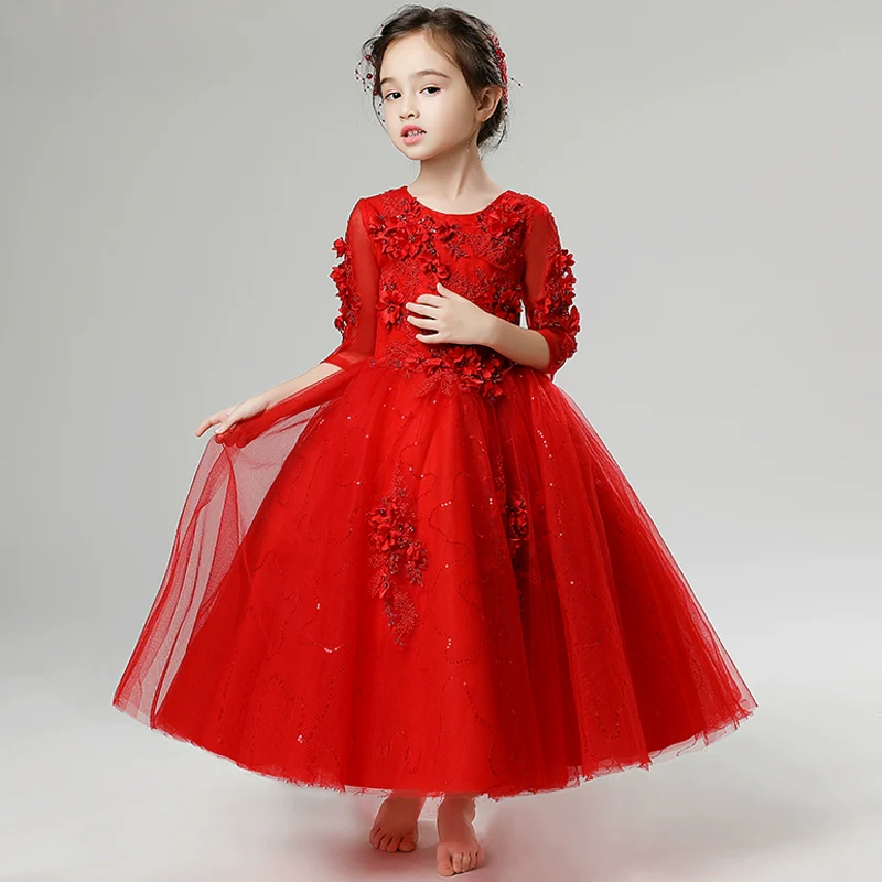 Elegant Long Sleeve Princess Dress for Piano Performances & Events - Image 3