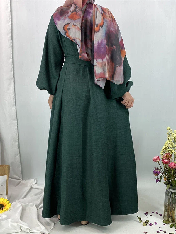 Elegant Long Sleeve Qinghai Ethnic Dress with Lace Tie - Image 4