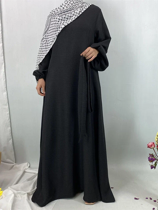 Elegant Long Sleeve Qinghai Ethnic Dress with Lace Tie - Image 5
