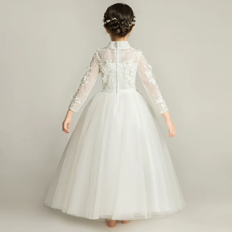 Elegant Princess Flower Girl Dress: Long Sleeve Wedding Party Gown - Image 5