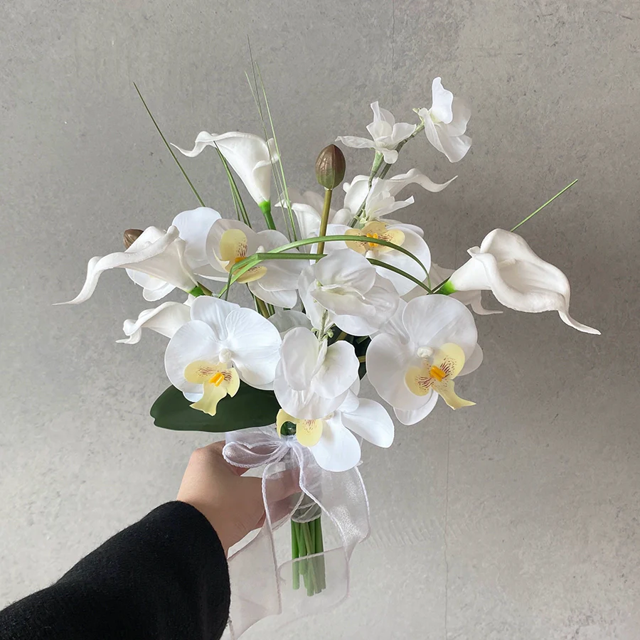 Elegant Silk Butterfly Orchid Bouquet Prop for Wedding Photography - Image 5
