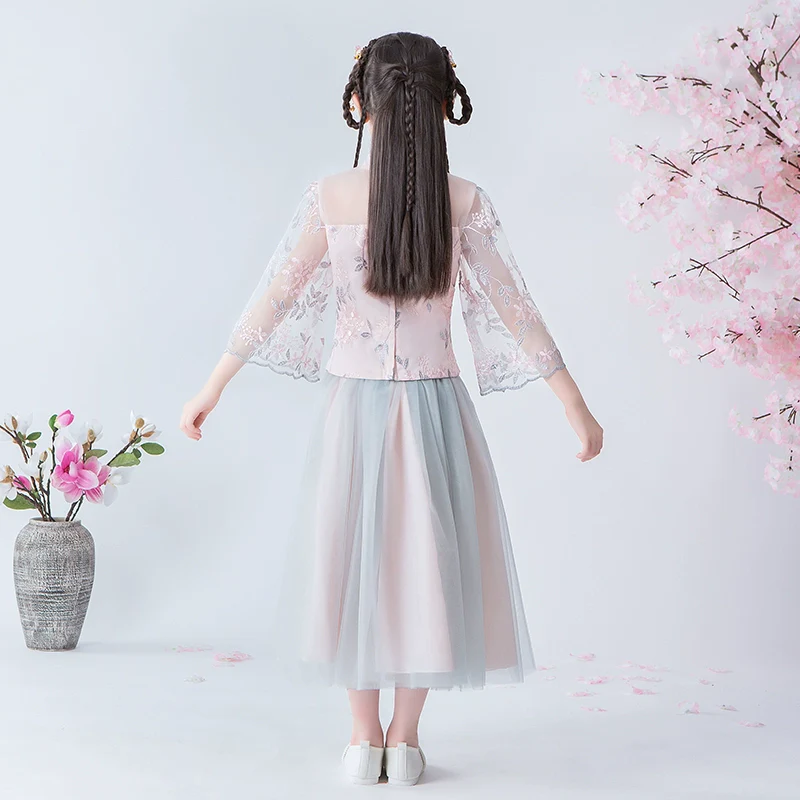 Elegant Summer Hanfu Cheongsam: Perfect for Children's Catwalk & Performances - Image 5