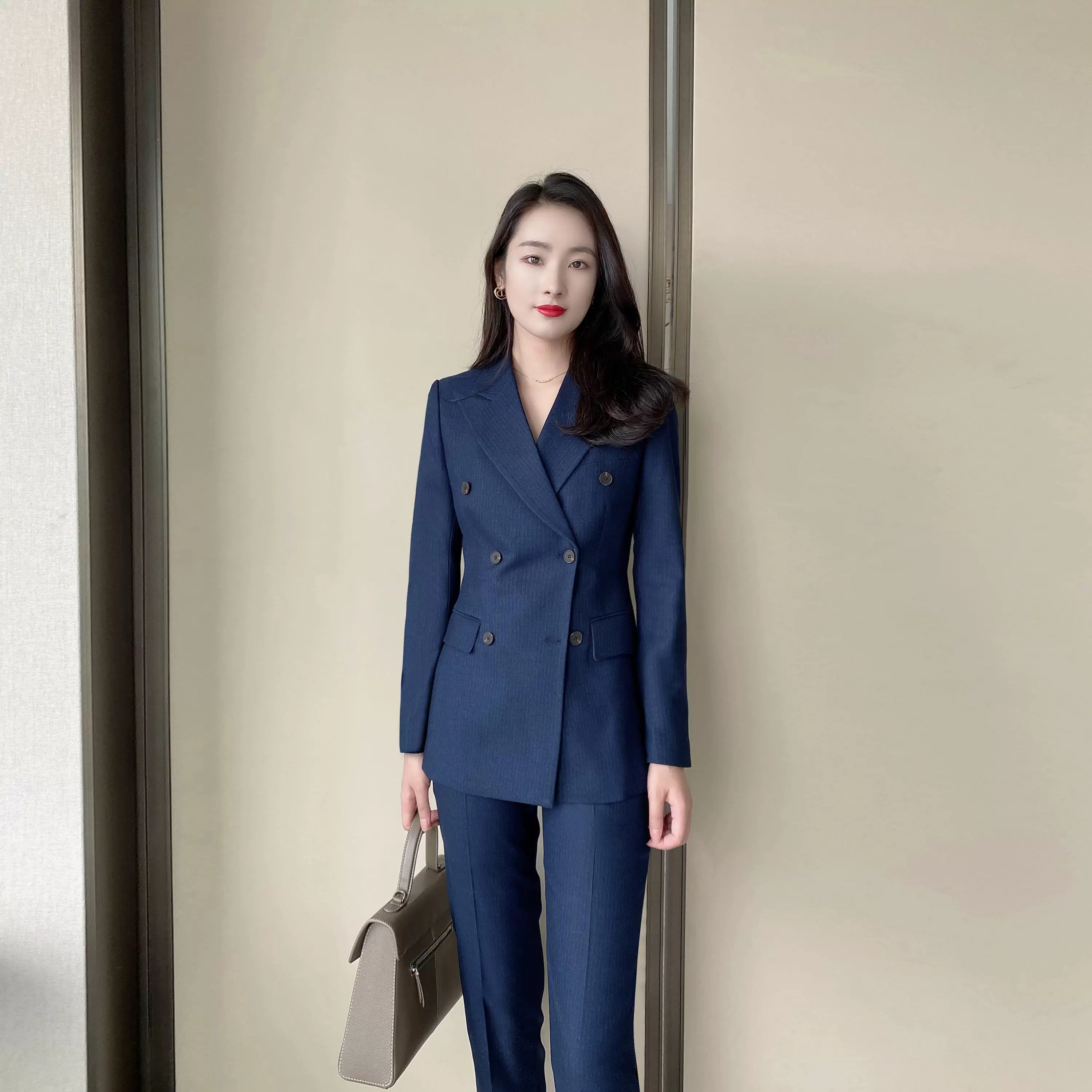 Elegant Winter Slim-Fit Hidden Green Suit Set with Trousers - Image 3