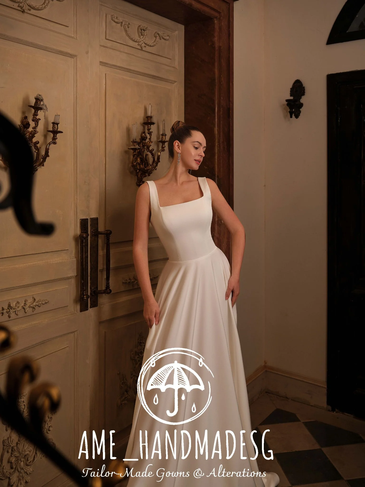 Pure Elegance: A Minimalist Square-Neck Bridal Gown