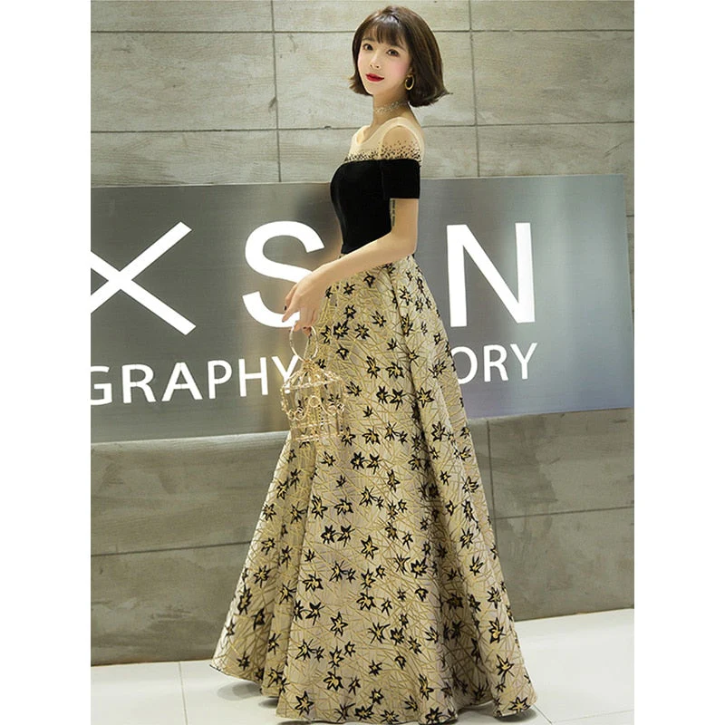 Evening Dress O-Neck Plus Size Sequin Women Party Dresses Short Sleeve Backless A-Line Robe De Soiree E1120 - Image 2