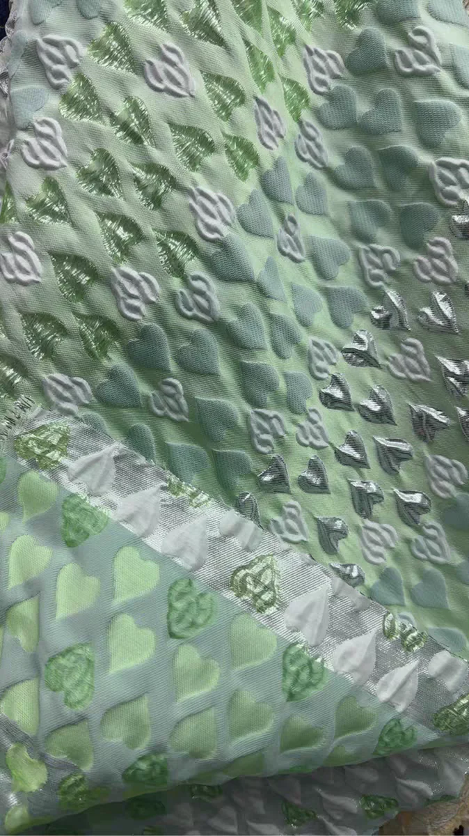 FAB-BROC-007 European and American fashion stamping love jacquard fabric stiff dress dress wedding dress fashion designer fabric - Image 2