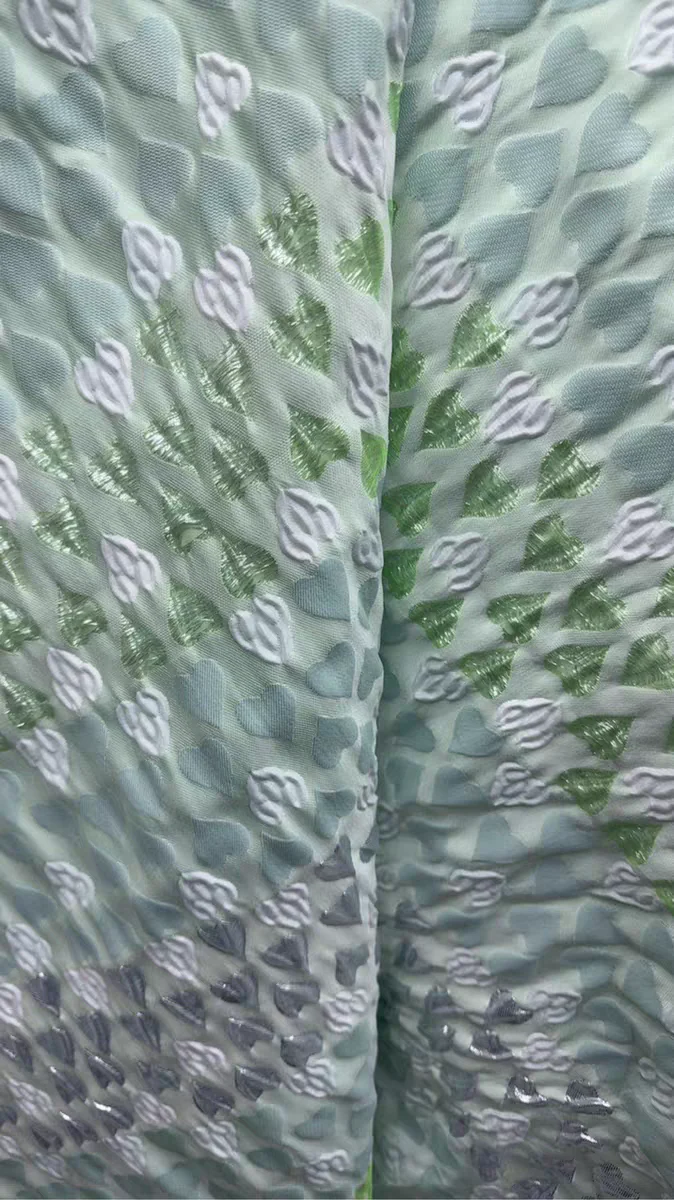 FAB-BROC-007 European and American fashion stamping love jacquard fabric stiff dress dress wedding dress fashion designer fabric - Image 3