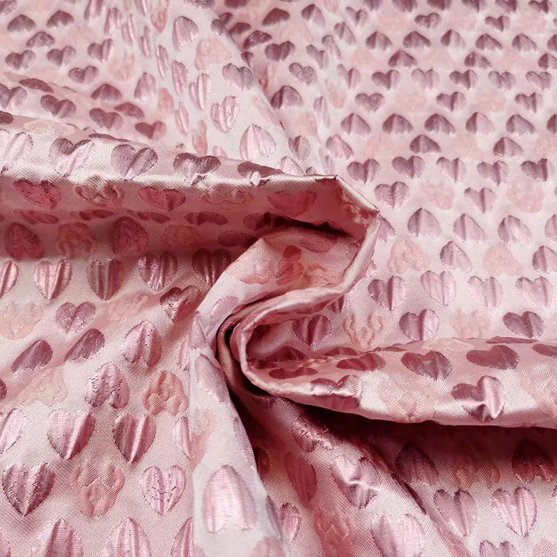 FAB-BROC-007 European and American fashion stamping love jacquard fabric stiff dress dress wedding dress fashion designer fabric - Image 7