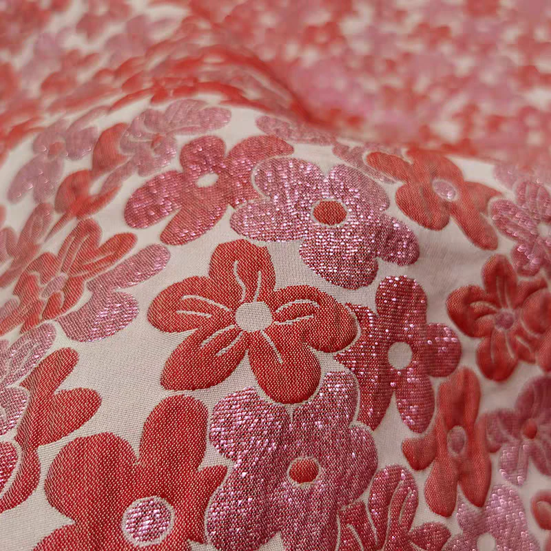 FAB-BROC-009 French light luxury palace small fragrance style gold silk jacquard clothing fabric bubble skirt top brocade dress fabric - Image 3