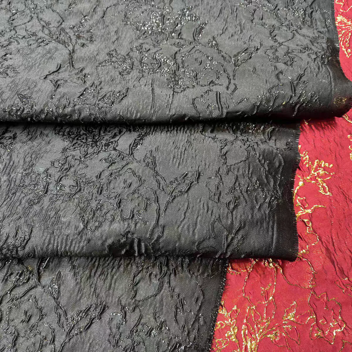 FAB-BROC-026 European and American spring and summer gold jacquard performance dress fabric puffy skirt concave and convex three-dimensional dark pattern fashion fabric customization - Image 4