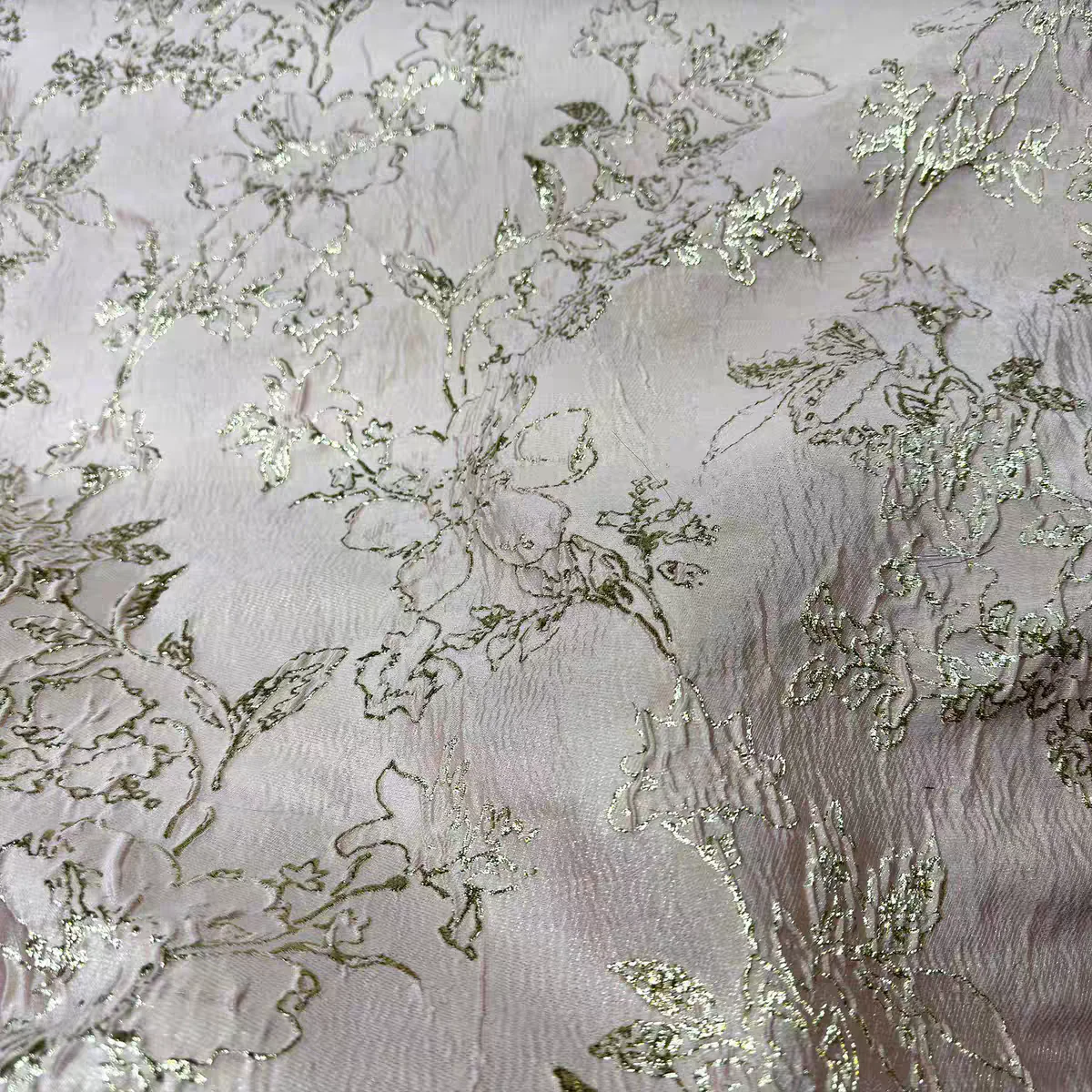 FAB-BROC-026 European and American spring and summer gold jacquard performance dress fabric puffy skirt concave and convex three-dimensional dark pattern fashion fabric customization - Image 5
