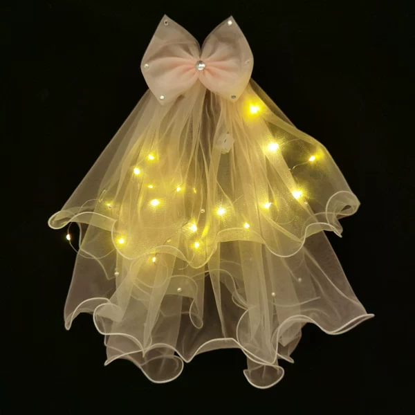Fuchsia Bridal Veil Hair Accessory - Image 4