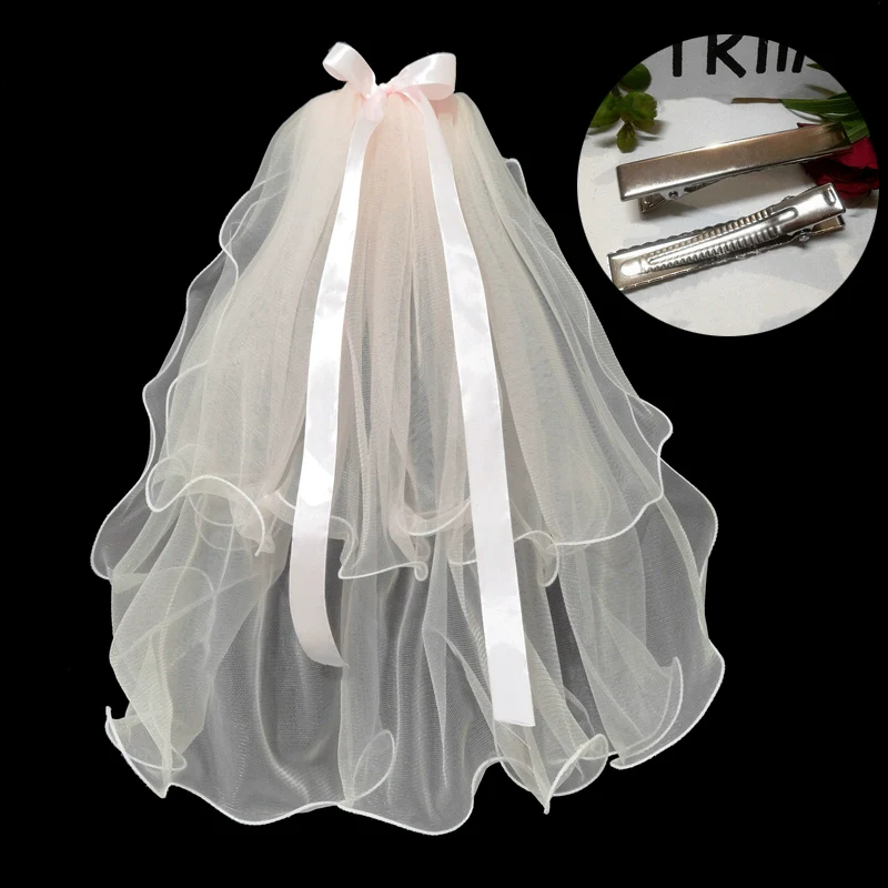 Fuchsia Bridal Veil Hair Accessory - Image 9