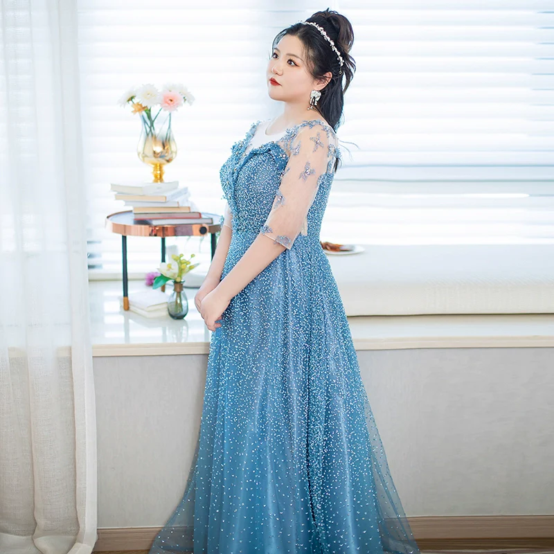 Gray Blue Evening Dress - Image 5