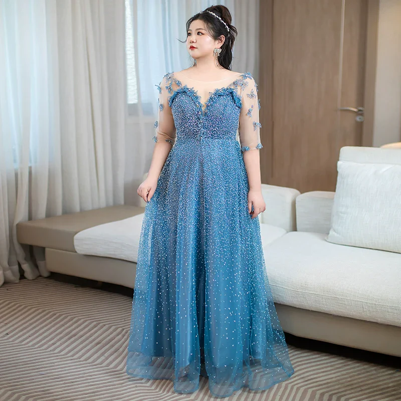 Gray Blue Evening Dress - Image 6