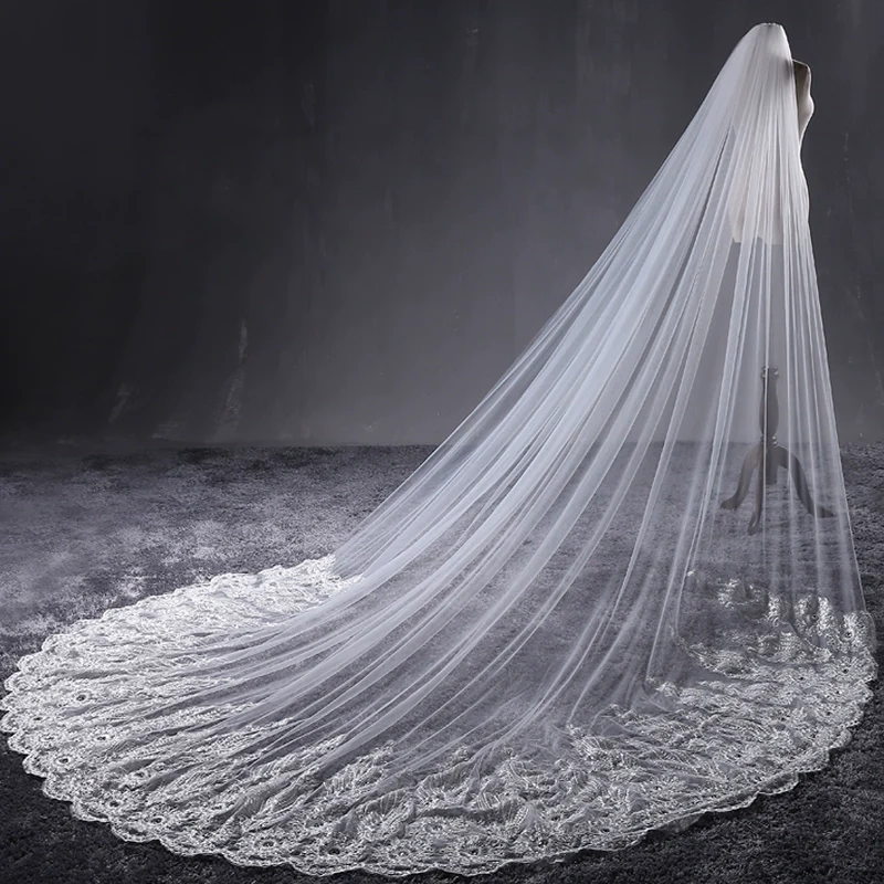 Korean Extra Long Stone Inlay Veil - Image 6