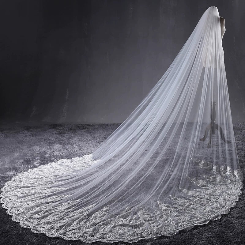 Korean Extra Long Stone Inlay Veil - Image 7