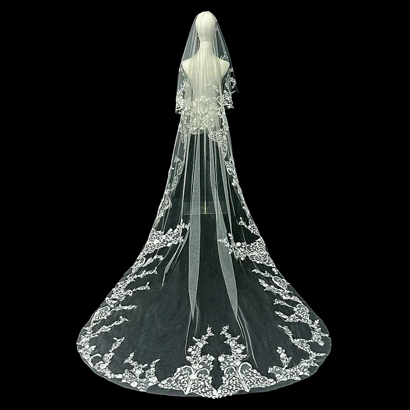 Korean Long Lace Wedding Veil - Image 2