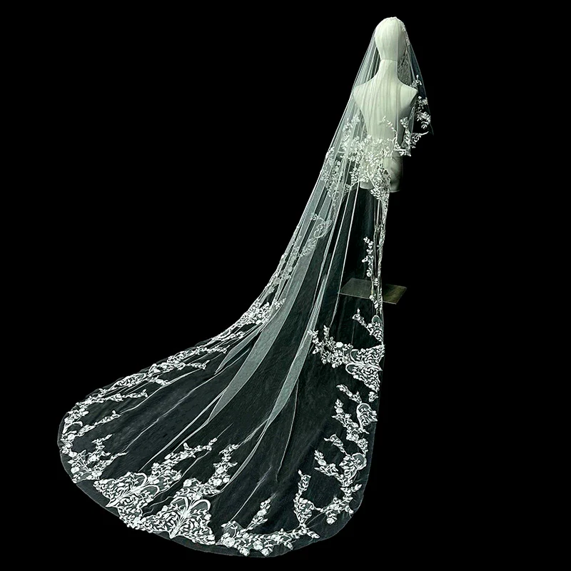 Korean Long Lace Wedding Veil - Image 4