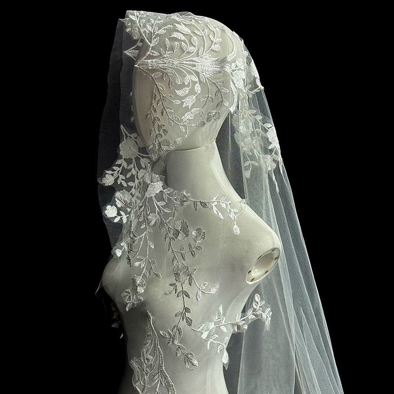 Korean Long Lace Wedding Veil - Image 5