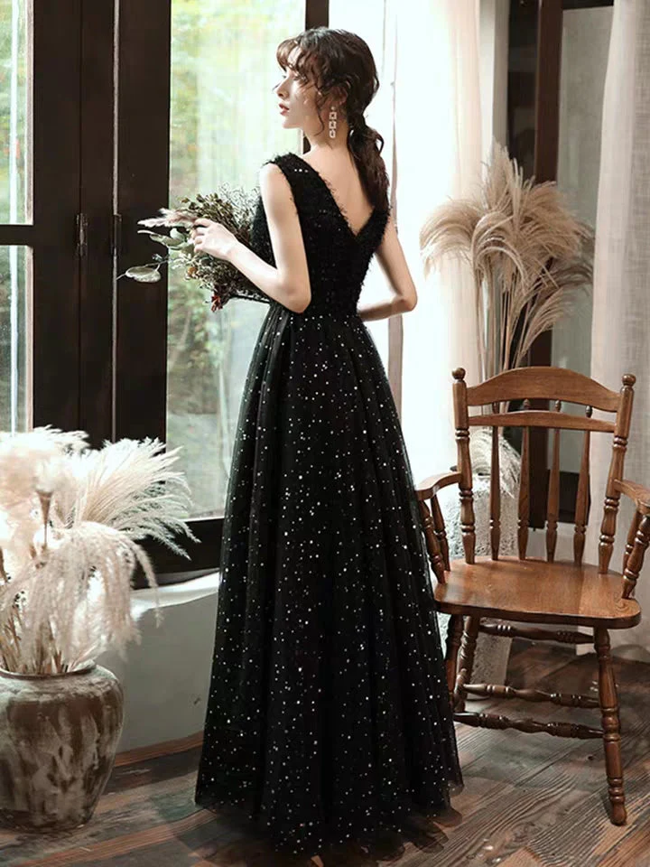New Gas Field Queen High-End Atmosphere Party Temperament Evening Dress Skirt Black Slim Long Shoulders - Image 2