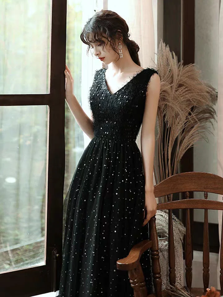 New Gas Field Queen High-End Atmosphere Party Temperament Evening Dress Skirt Black Slim Long Shoulders - Image 4