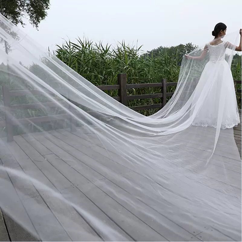 New Korean Solid Color Face Covering Bride Wedding Dress Soft Veil | Amehandmadesg - Image 3