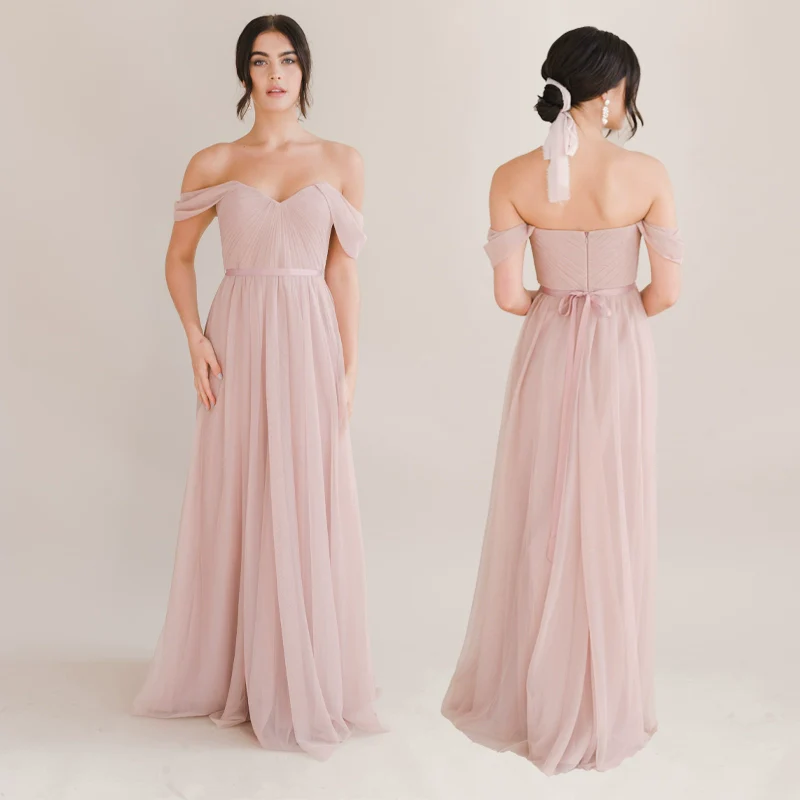 Pink Bridesmaid Mesh Dress - Image 5