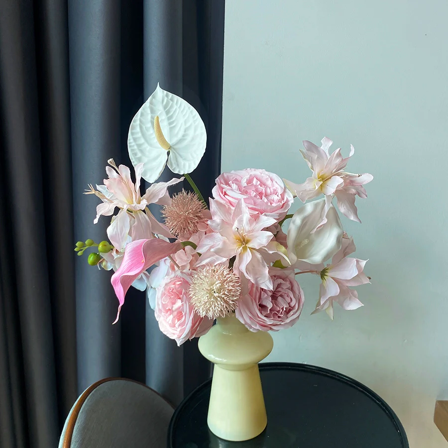 Pink Phalaenopsis Mixed Bouquet Fresh Home Hotel Décor - Image 5
