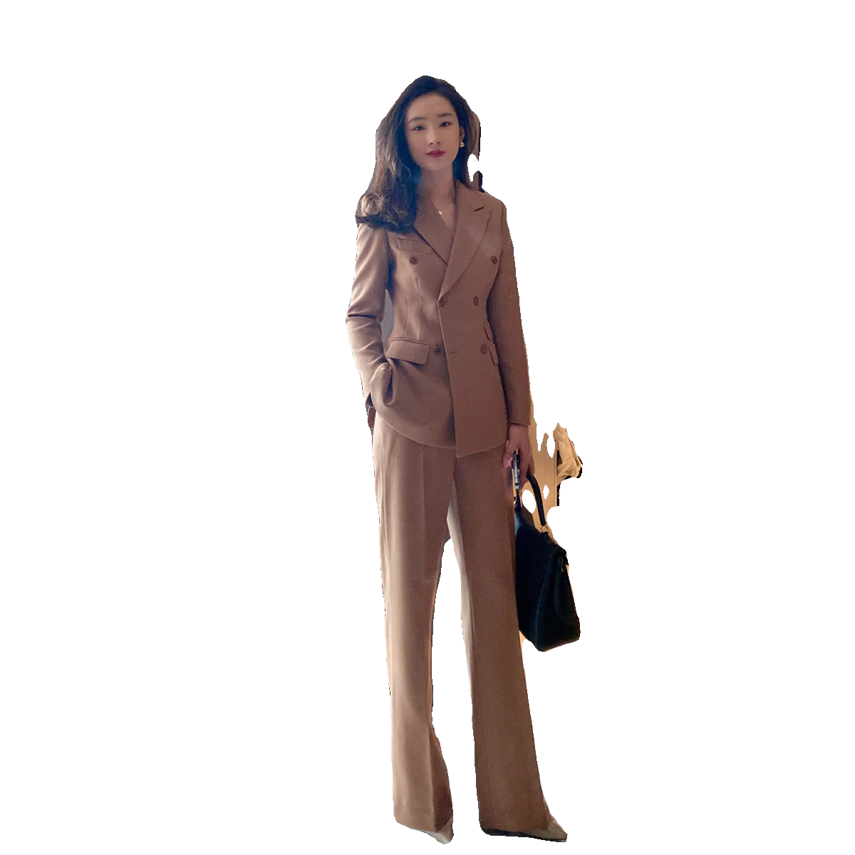 Premium Camel Wool Women’s Suit Set with Slim Fit Trousers - Image 5