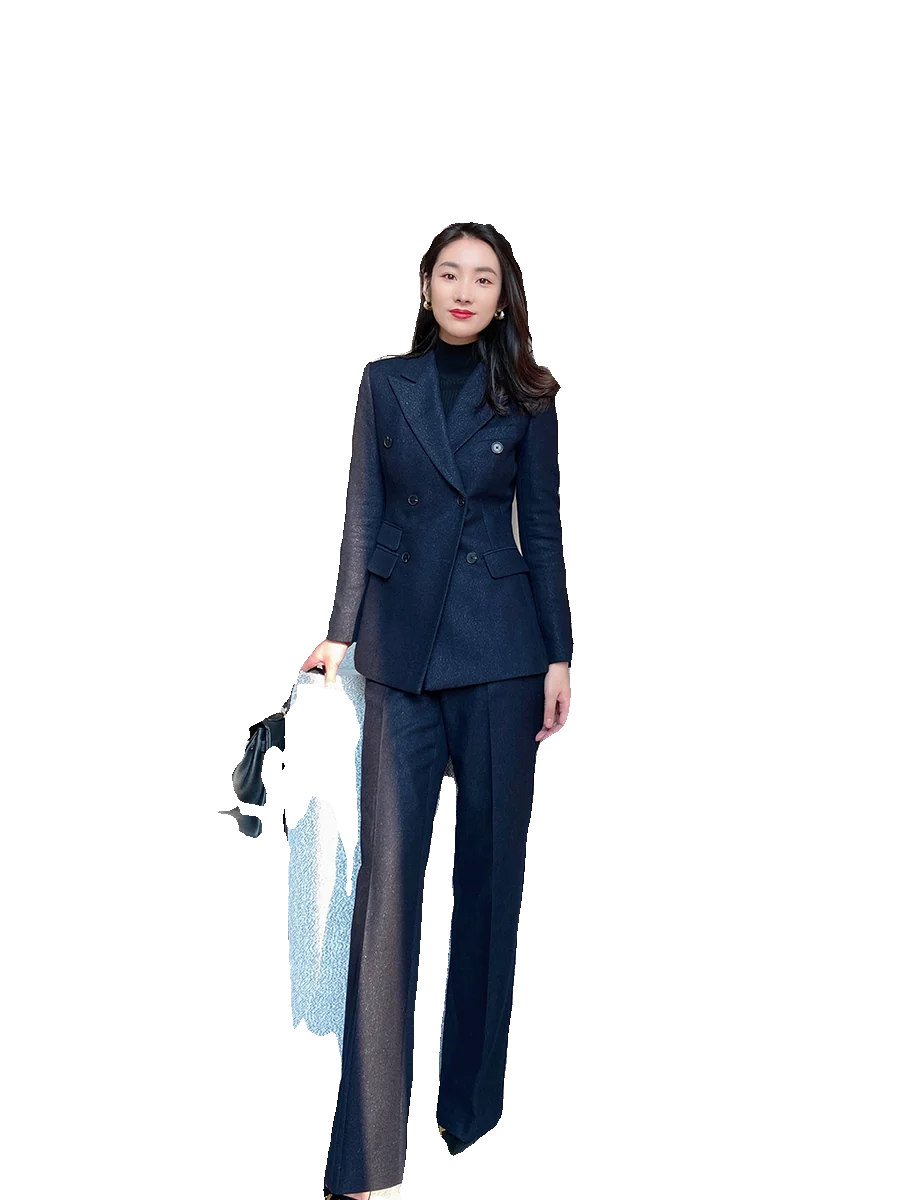 Premium Demi-Season Woolen Black Straight-Leg Trousers for Women - Image 5