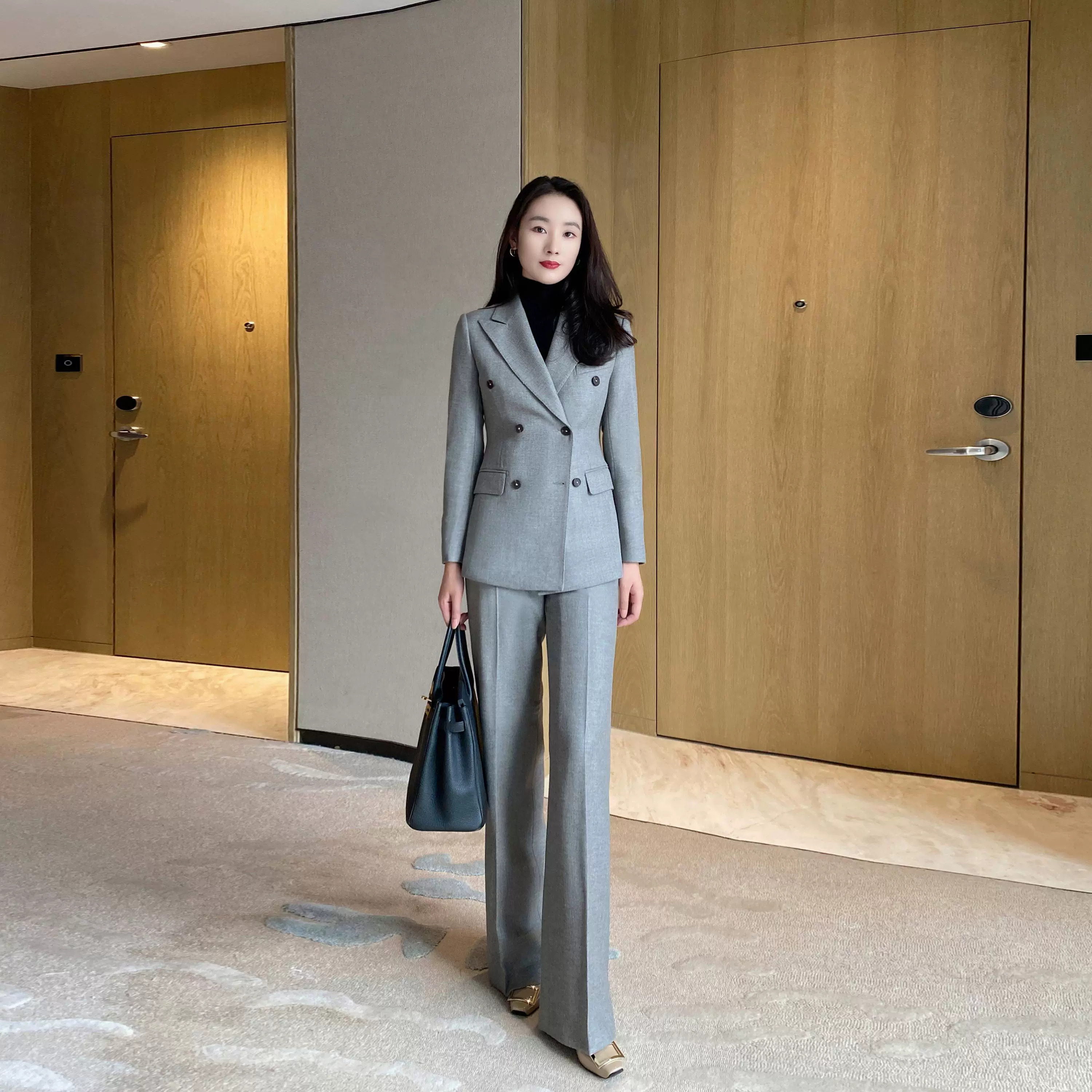 Premium Light Grey Wool Suit Jacket and Trousers