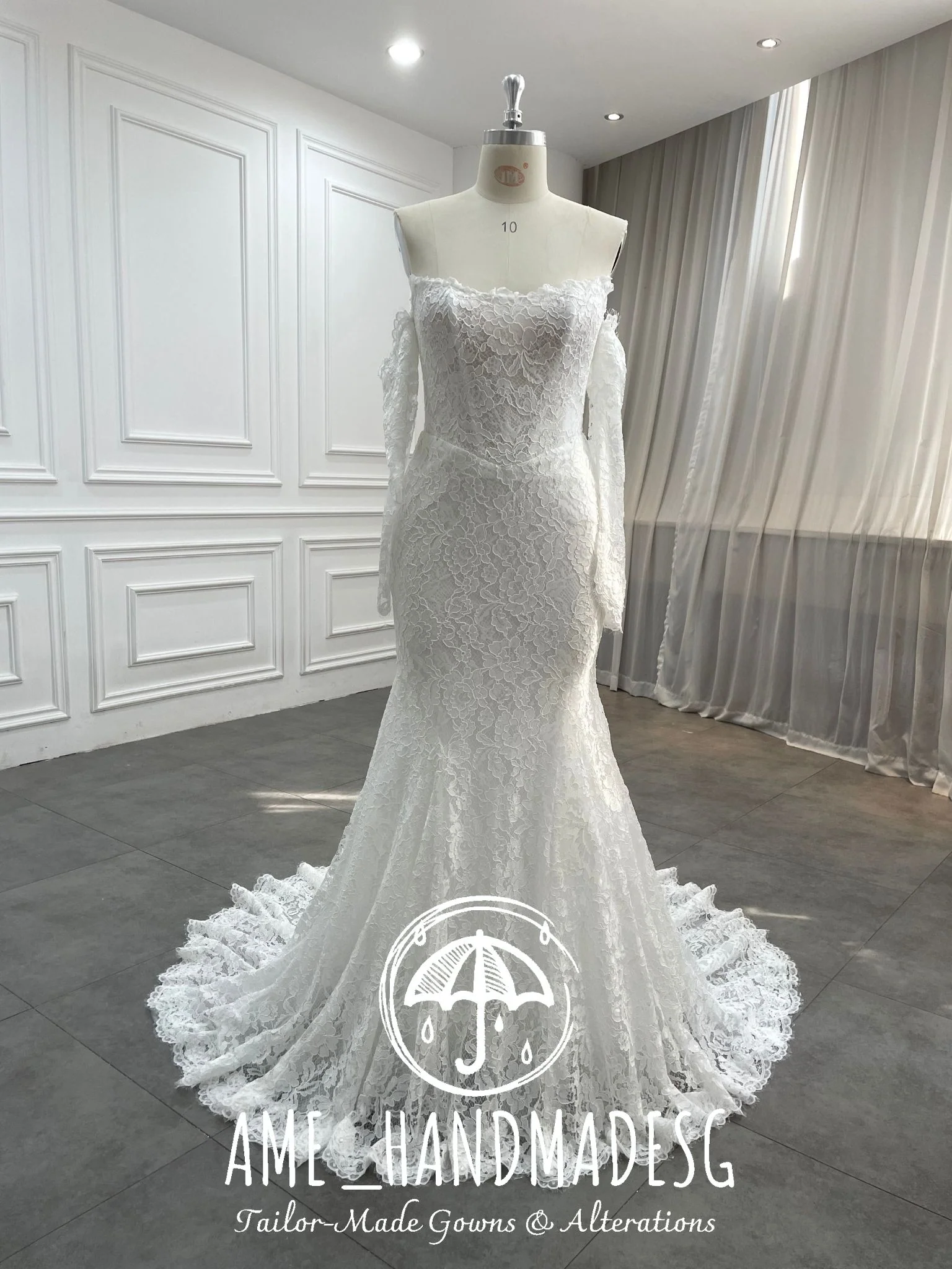 Ethereal Allure — An Off-Shoulder Lace Mermaid Gown