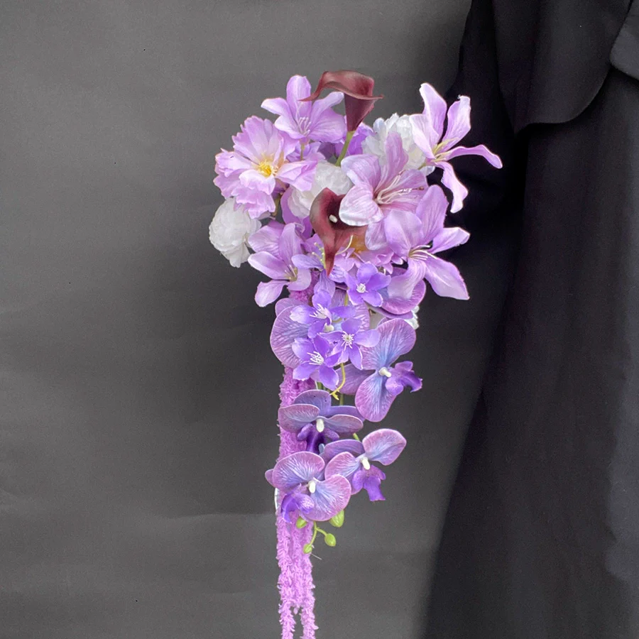 Purple Realistic Bridal Photo Prop Handheld Bouquet Decoration - Image 9