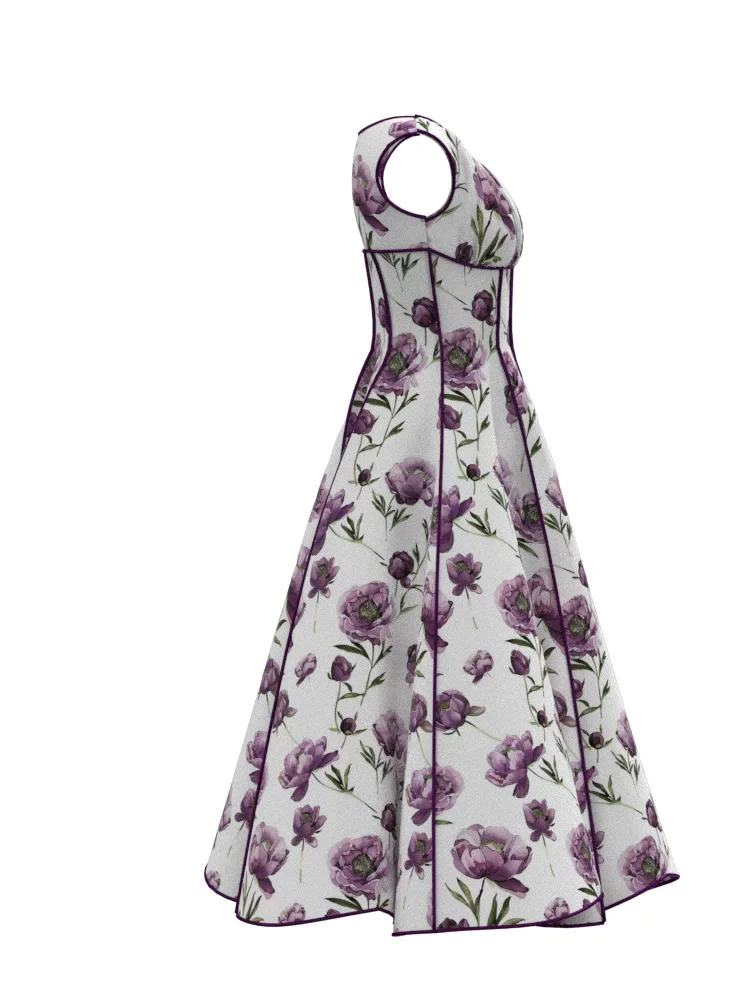 Retro Nordic One‑Shoulder Women's Dress – Paper‑Pattern Pleated Skirt - Image 3