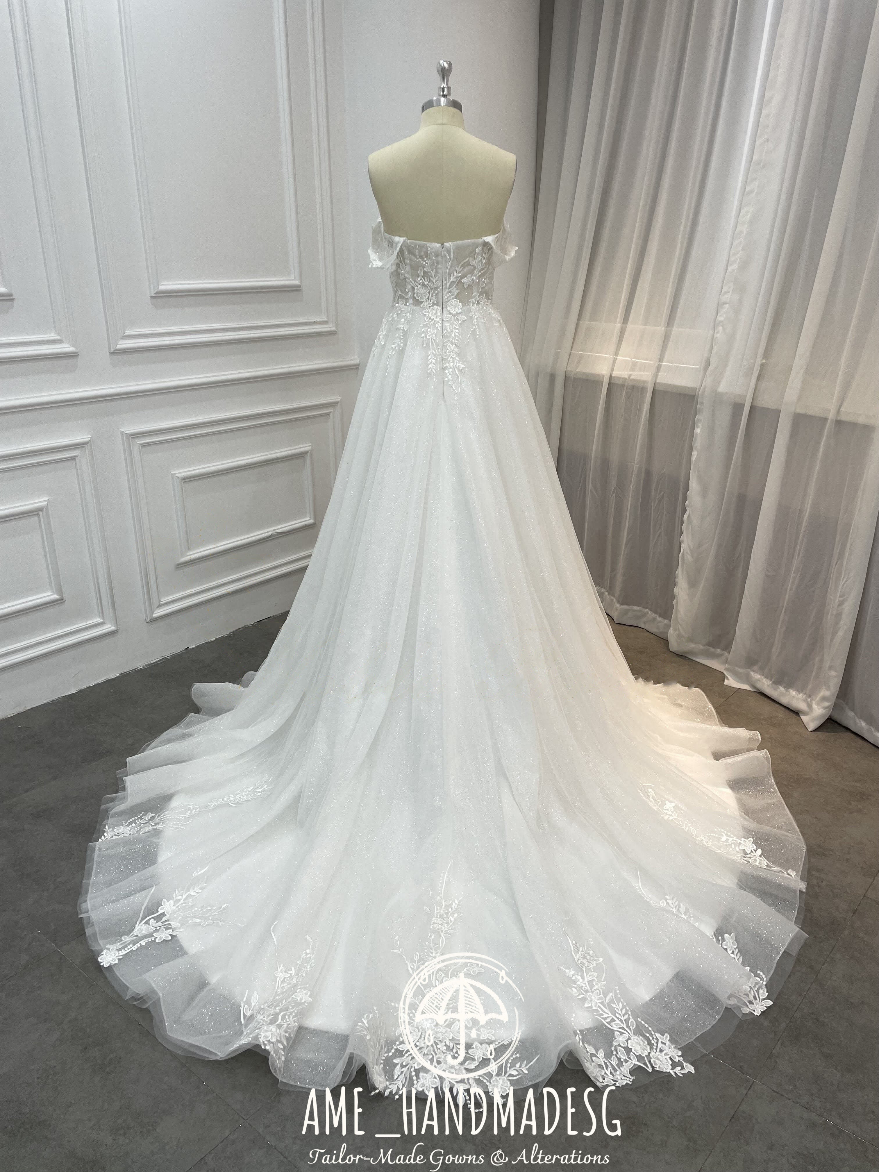 Ethereal Off-Shoulder Lace & Tulle Wedding Gown - Image 2