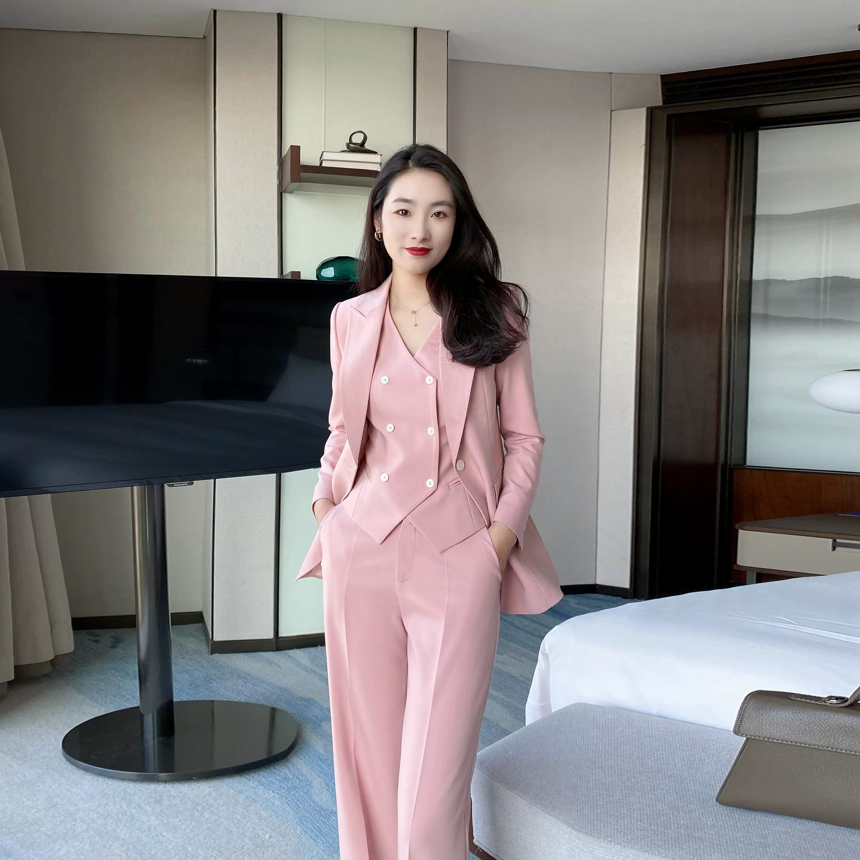 Spring Fuchsia Classic 3-Piece Suit Set – Jacket, Vest & Trousers - Image 3
