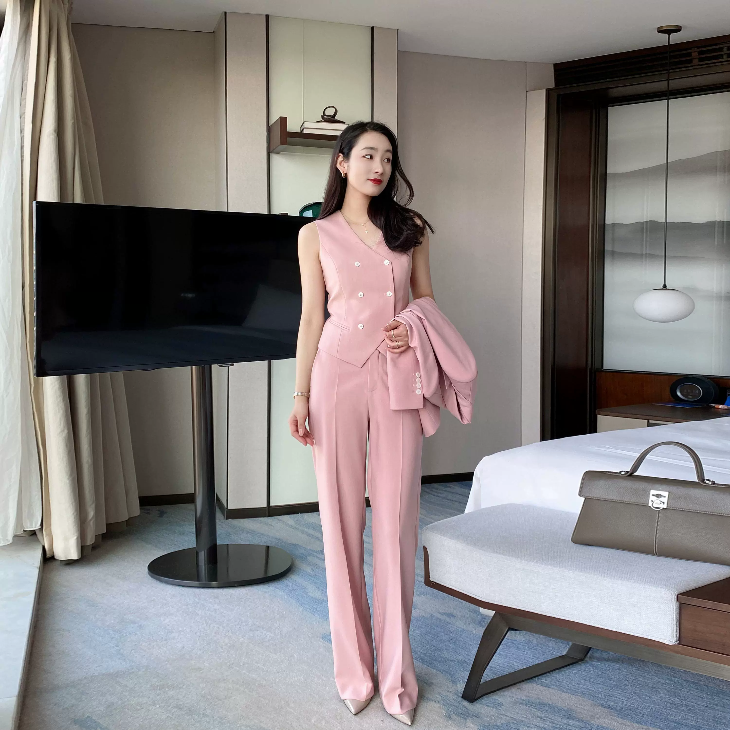 Spring Fuchsia Classic 3-Piece Suit Set – Jacket, Vest & Trousers - Image 4